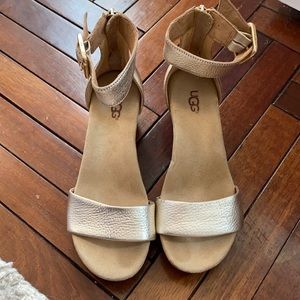 Lightly worn metallic Ugg wedges